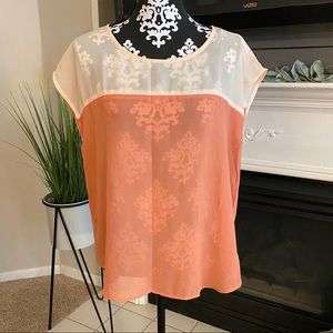 Forever 21 Coral/Tangerine Color Block Polyester T